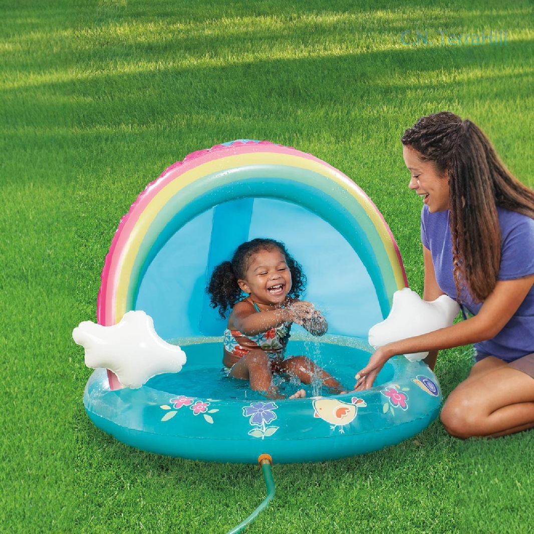 Kids Outdoor Water Table - Piscina Inflável para Crianças com Sprinkler