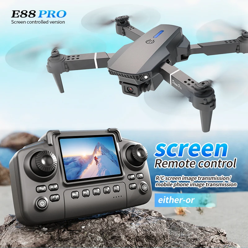 Kids Outdoor Toy Storage - Drone Profissional E88 PRO com Tela,