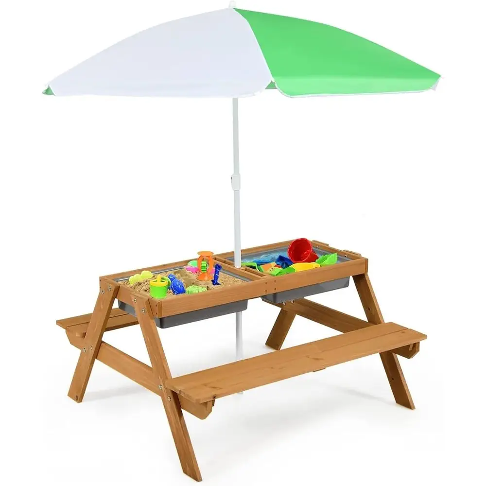 Kids Outdoor Water Table - Mesa de Piquenique de Madeira 4
