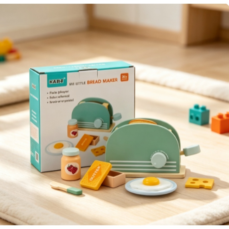 Kids Outdoor Mud Kitchen Accessories - Brinquedo de Madeira Simulador de Torradeira