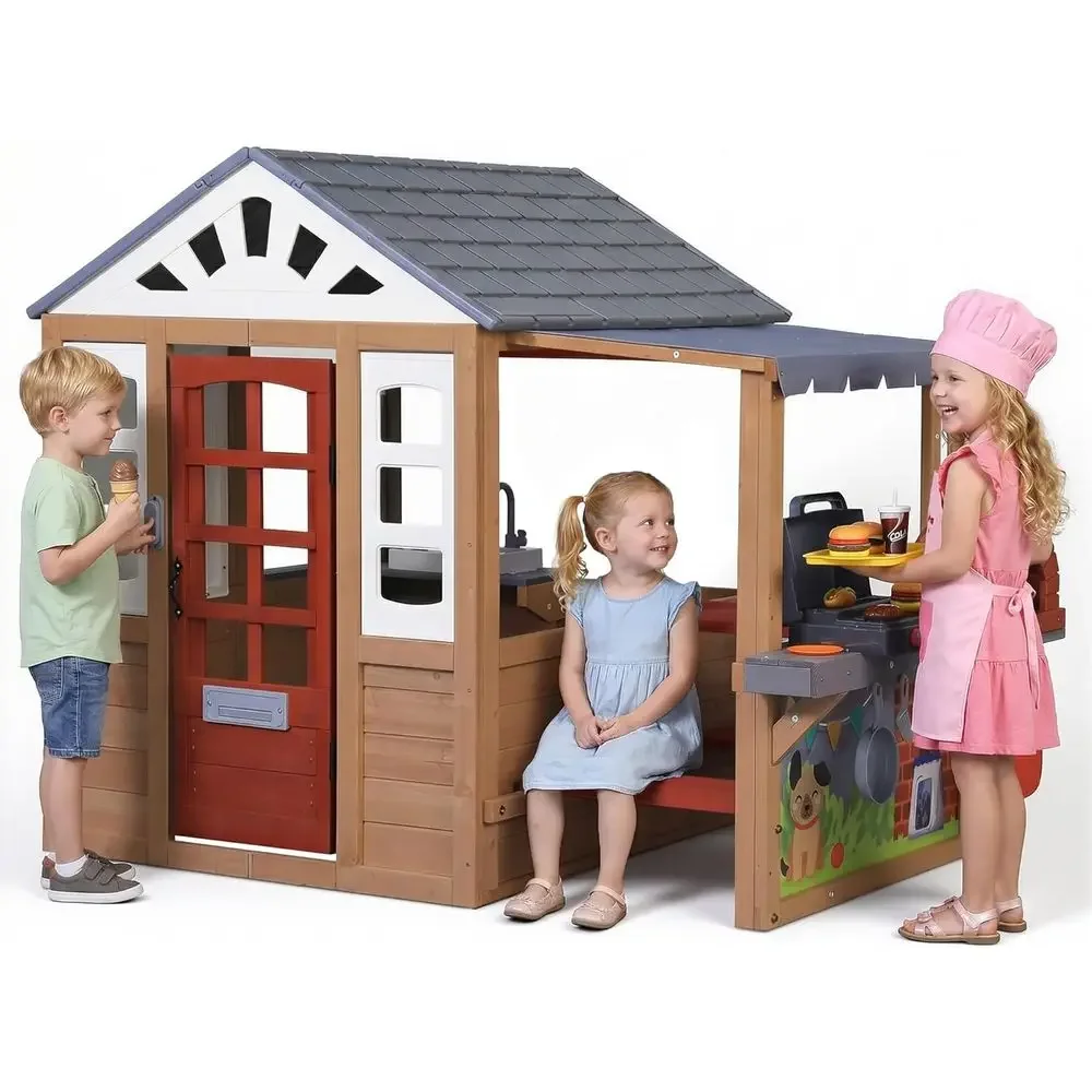 Kids Outdoor Play Table - Casa de Brincar de Madeira para
