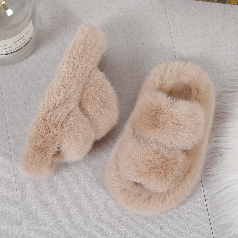 Kids Indoor Outdoor Slippers - Chinelos femininos de pelúcia, sapatos de