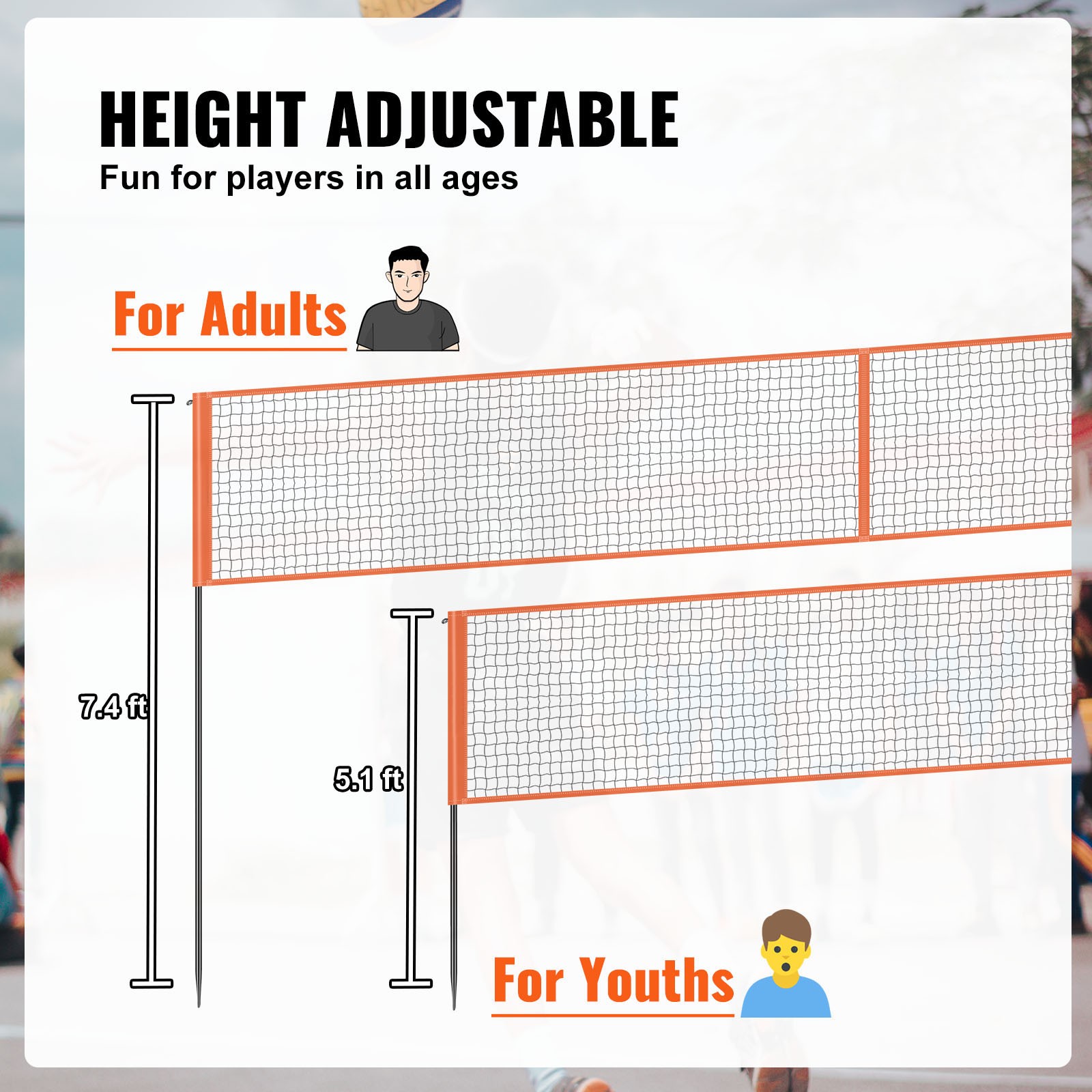 SucceBuy Rede de Voleibol 4 Vi - Kids Outdoor Volleyball Net avaliação e preço
