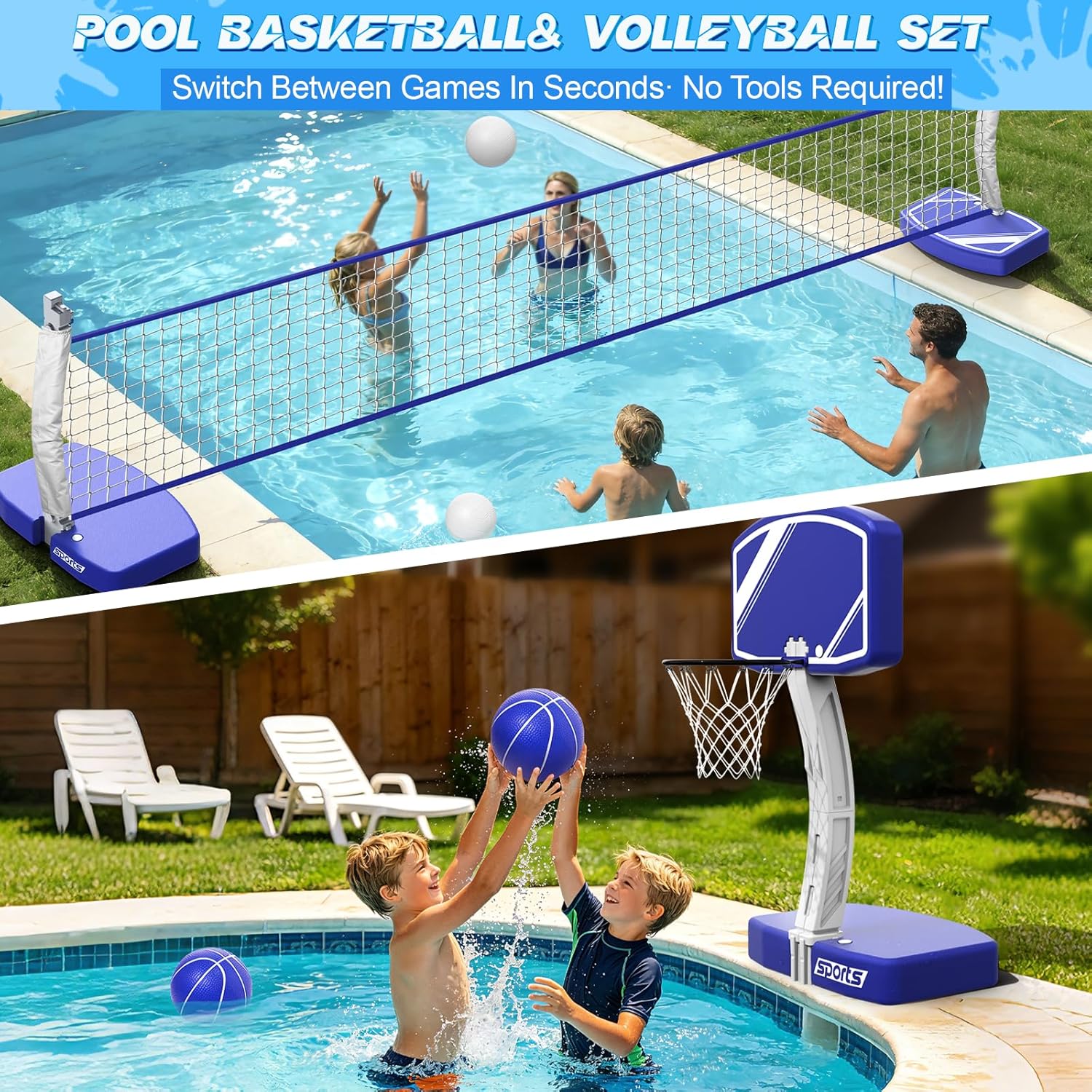 Conjunto 2 em 1 de Basquete e  - Kids Outdoor Volleyball Net avaliação e preço